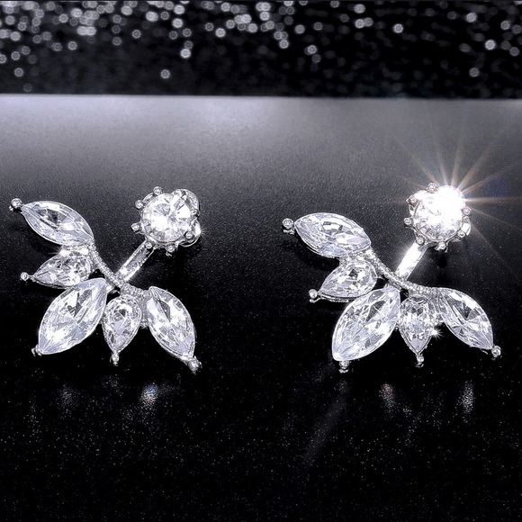 3/$30 - Silver Crystal Studs w/Earring Jackets - Picture 5 of 8